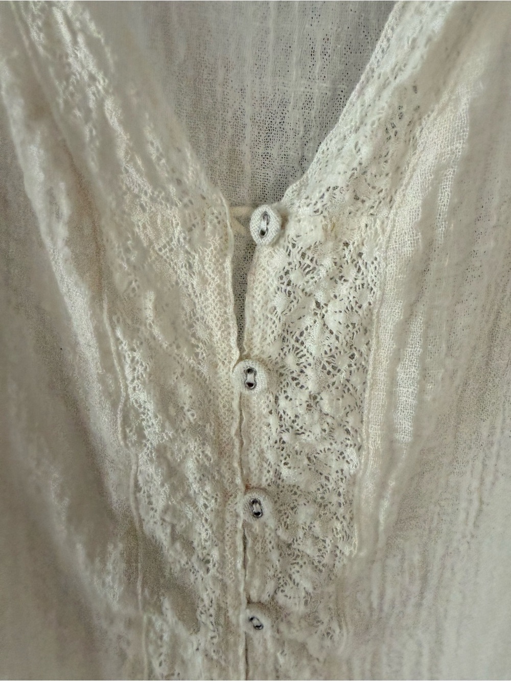 Lovestitch Ivory Lace Crochet Button-Front Boho Blouse Size Large - Picture 4 of 8